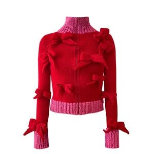 LIRIKA MATOSHI RED BOWS KNIT SWEATER